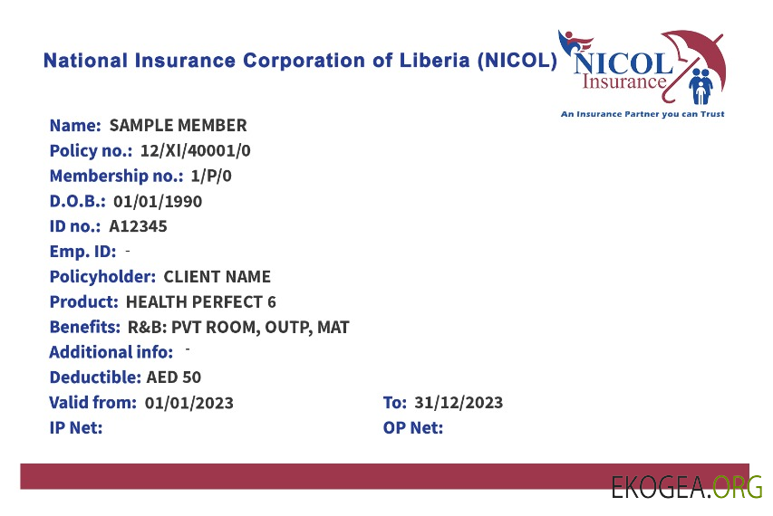 Carte d'assurance maladie du Libéria